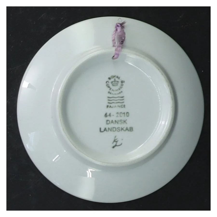 Blå dekorative vægplatter fra Royal Copenhagen (str. Ø 8 cm. 6 styk)