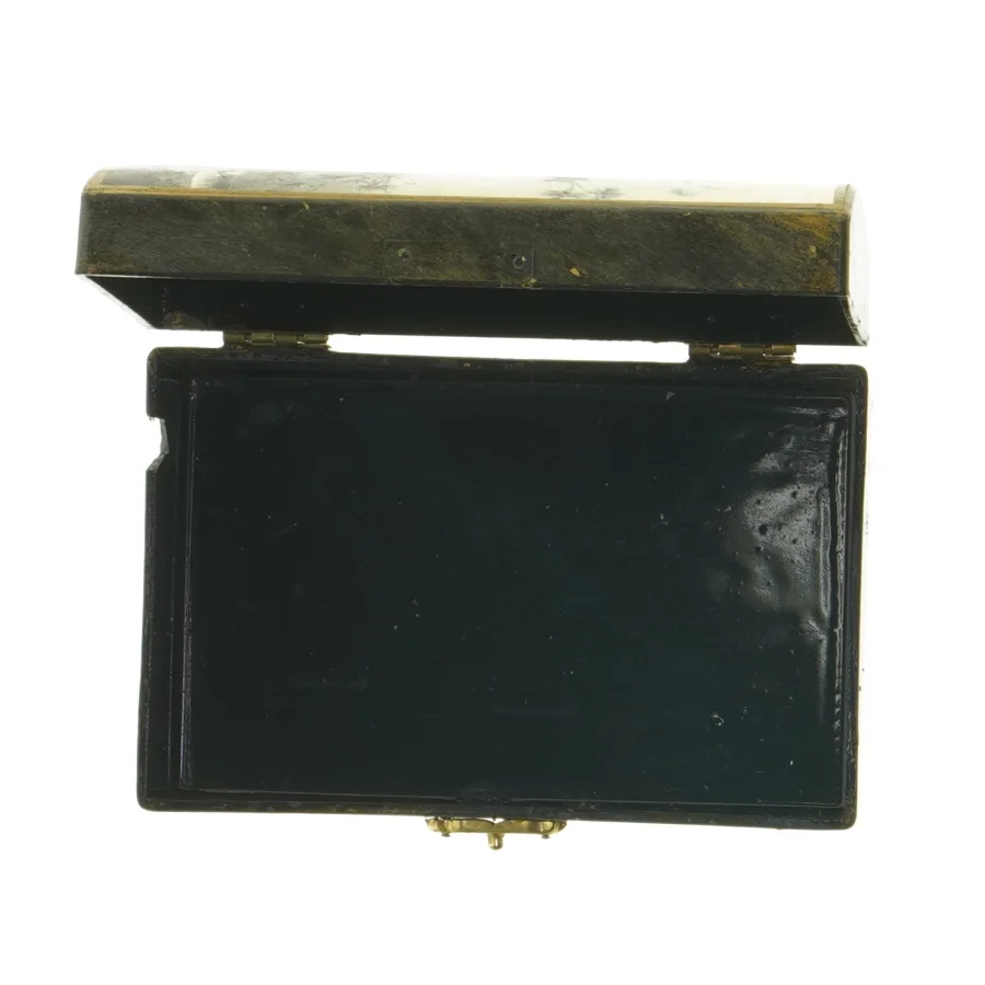 Vintage cigaretetui med blomstermotiv (str. 14x9 cm)