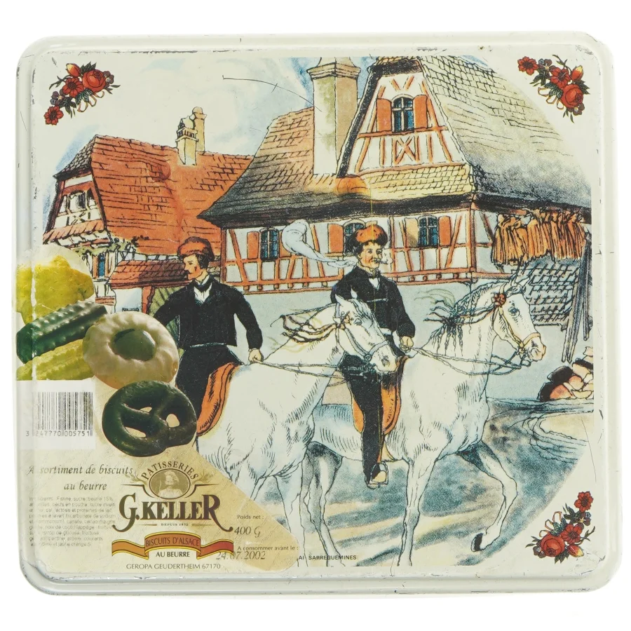 Vintage småkage dåse fra Massilly (str. 23x21 cm)