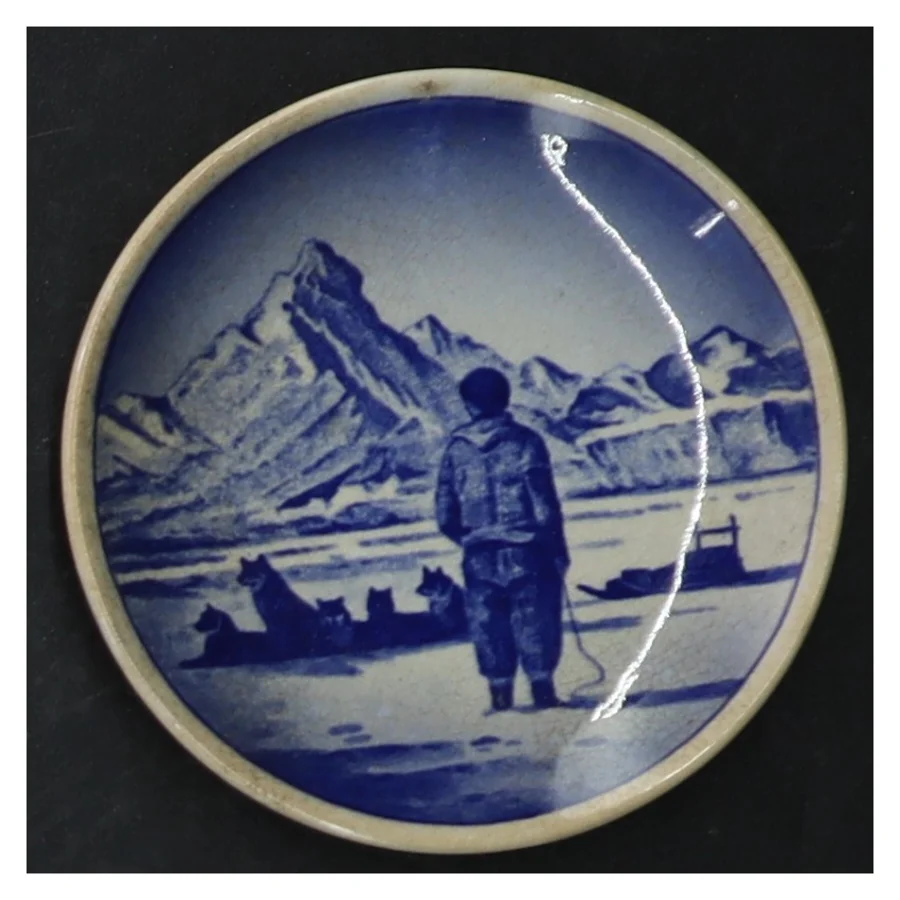 Blå og hvid porcelænsplatter med danske landskaber fra Royal Copenhagen (str. 8 cm. 6 styk)