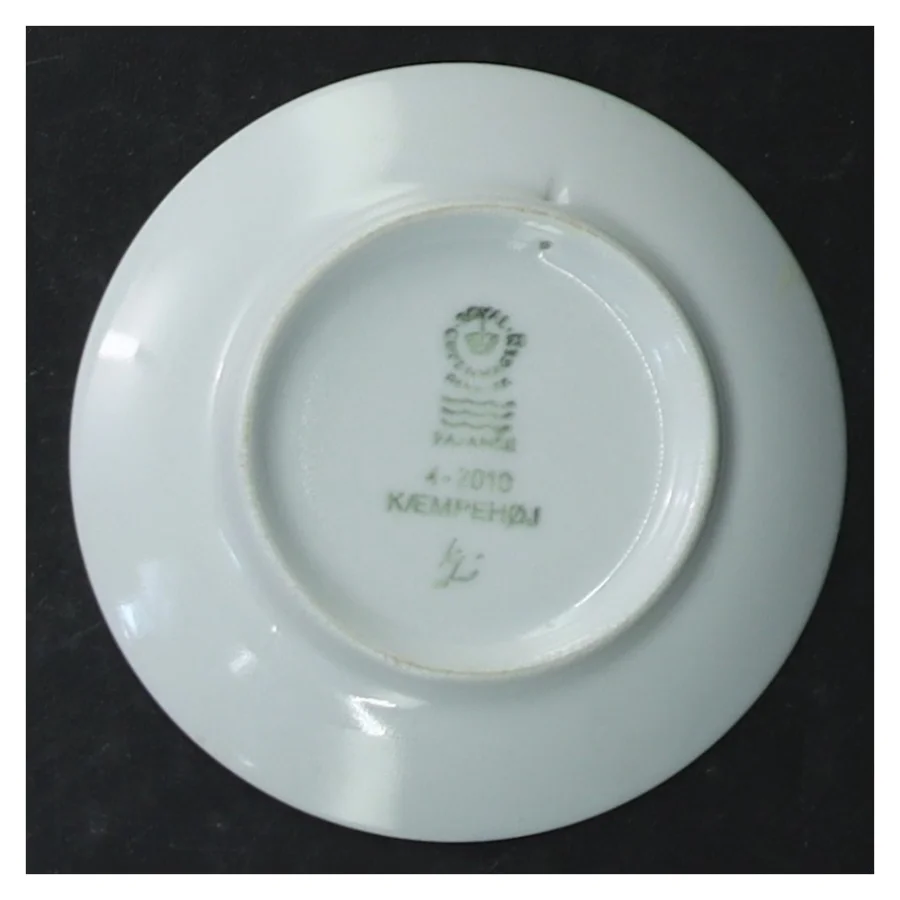 Blå og hvid porcelænsplatter med danske landskaber fra Royal Copenhagen (str. 8 cm. 6 styk)