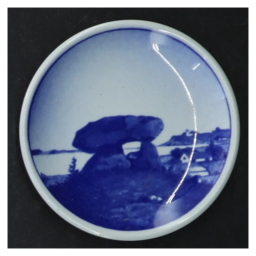 Blå og hvid porcelænsplatter med danske landskaber fra Royal Copenhagen (str. 8 cm. 6 styk)