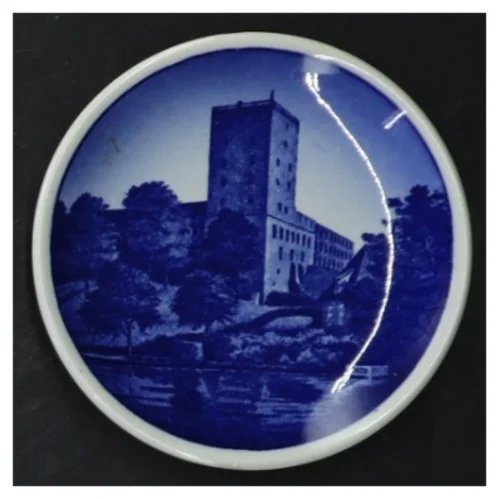 Blå-og-hvid vægplade fra Svendborg Havn, Royal Copenhagen (str. 8 cm. 5 stykker)