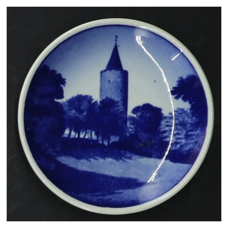 Blå-og-hvid vægplade fra Svendborg Havn, Royal Copenhagen (str. 8 cm. 5 stykker)