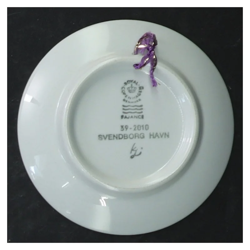 Blå-og-hvid vægplade fra Svendborg Havn, Royal Copenhagen (str. 8 cm. 5 stykker)