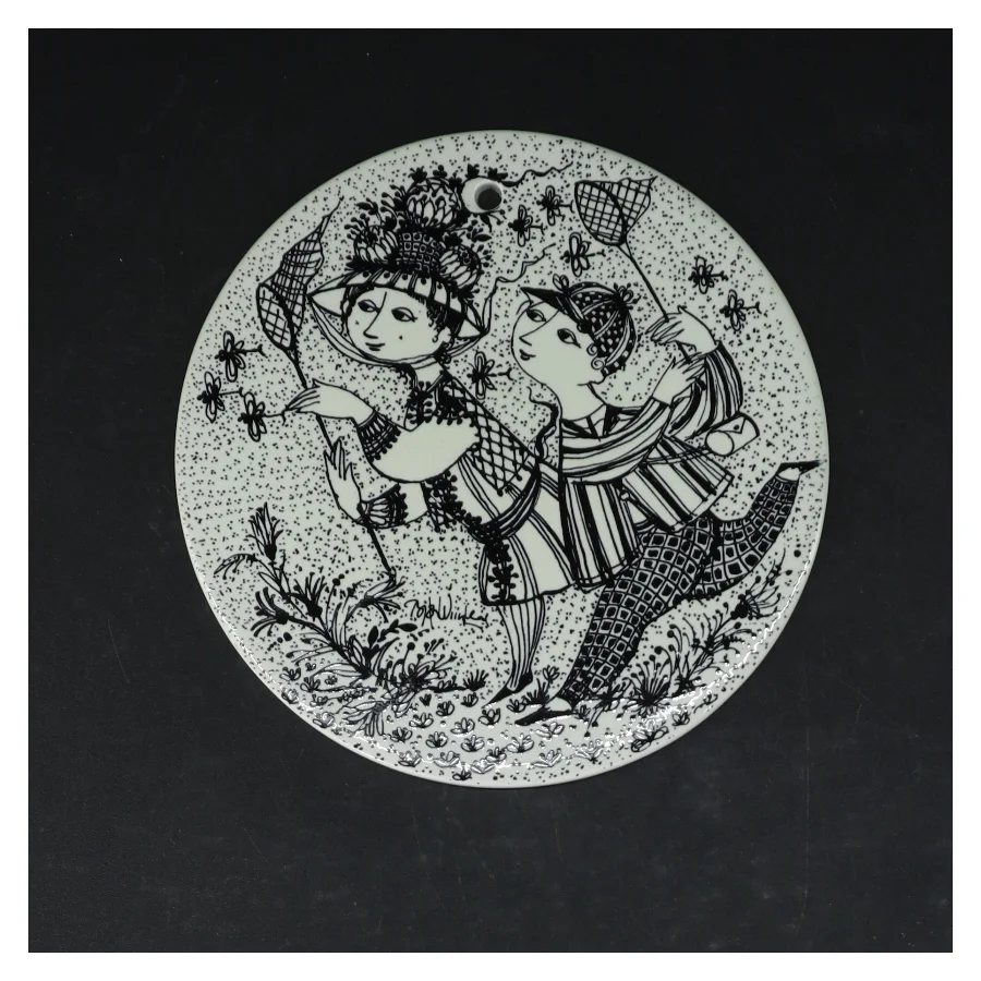 Dekorative platter med illustrationer, Bjørn Wiinblad fra Nymølle (str. 4 styk. ø. 15 cm)