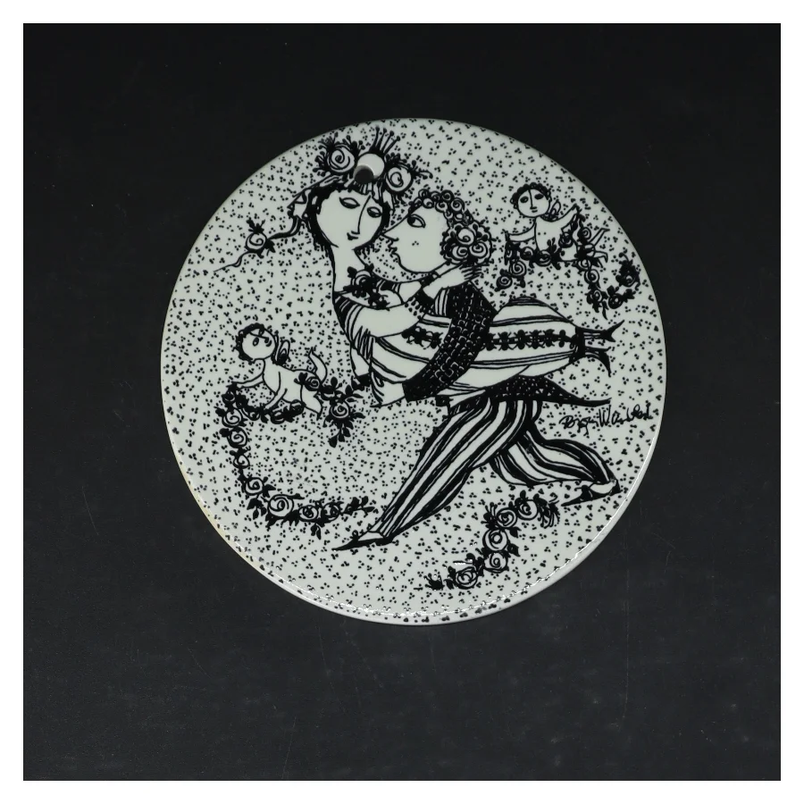 Dekorative platter med illustrationer, Bjørn Wiinblad fra Nymølle (str. 4 styk. ø. 15 cm)