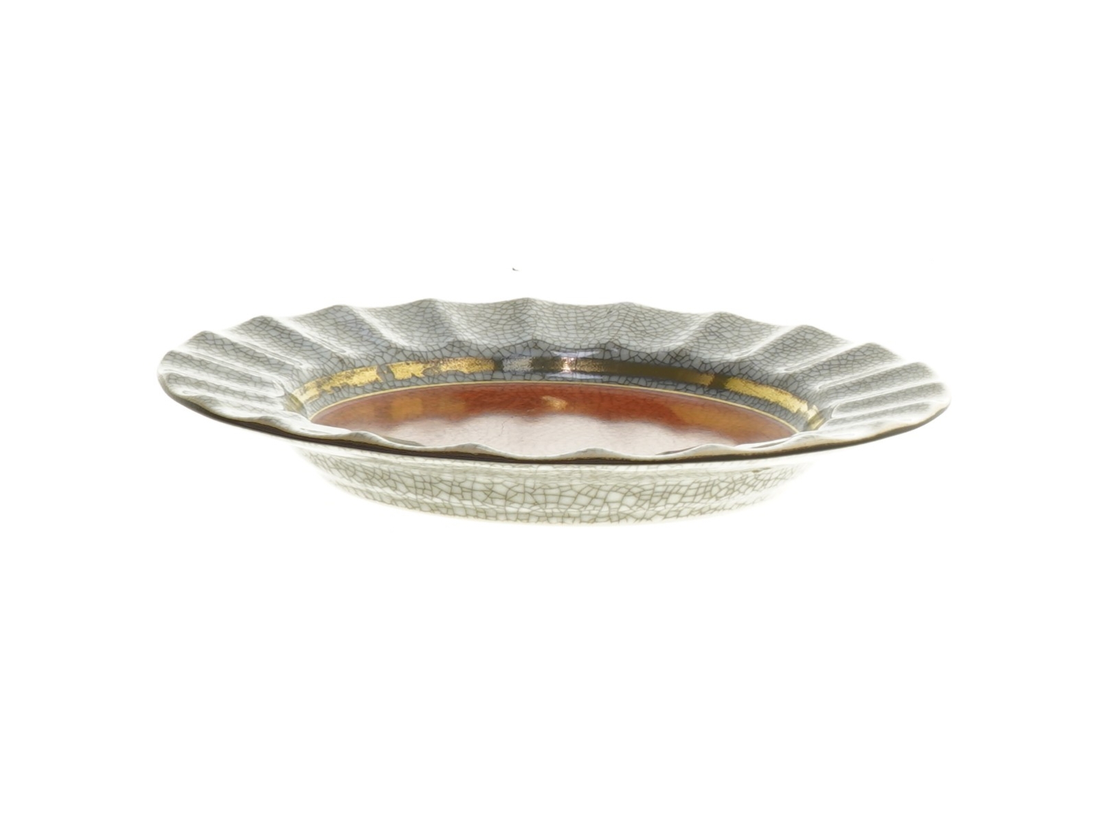 Crackle glaseret keramikfad fra Royal Copenhagen (str. Ø. 17 cm)