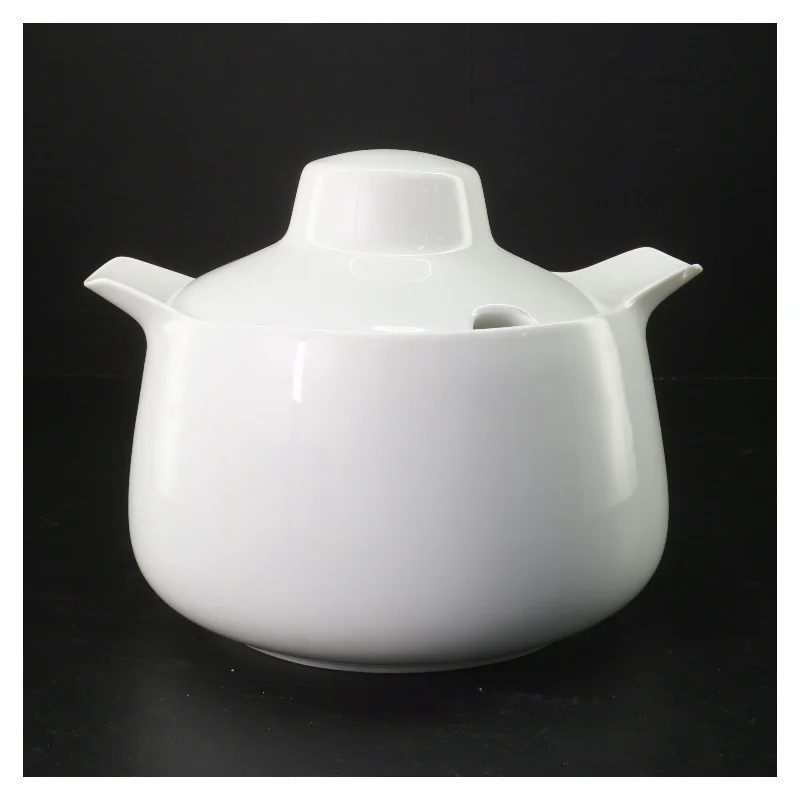 Hvidpot  porcelænsterrin med låg fra B&G (str. Ø 21x h 18,5 cm)
