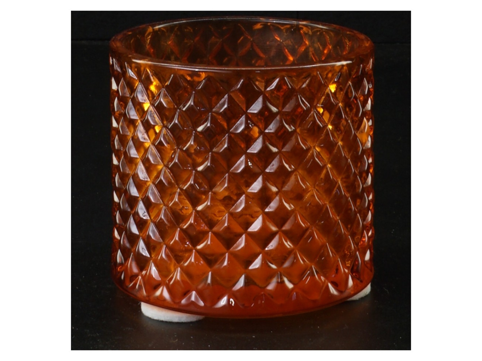Brun glas lysestage (str. 8 x 8 cm)