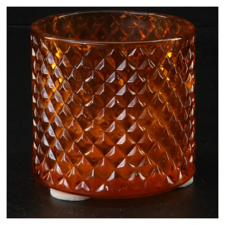 Brun glas lysestage (str. 8 x 8 cm)