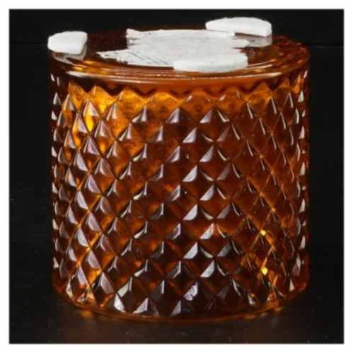 Brun glas lysestage (str. 8 x 8 cm)