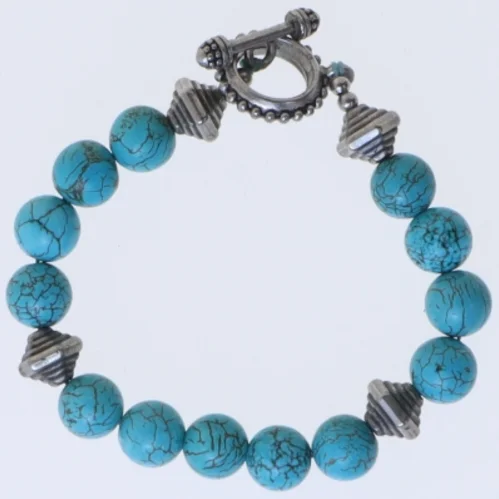 Turkis bead armbånd (str. 18 cm)