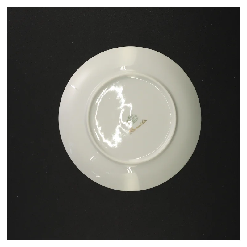 Porcelænstallerkener med blomsterkant fra Benedikte (str. Diameter 17 og en halv cm)