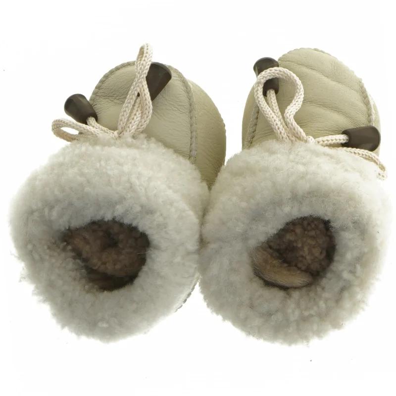 Helt nye babysko i skind med pels (str. længde, 11 cm)