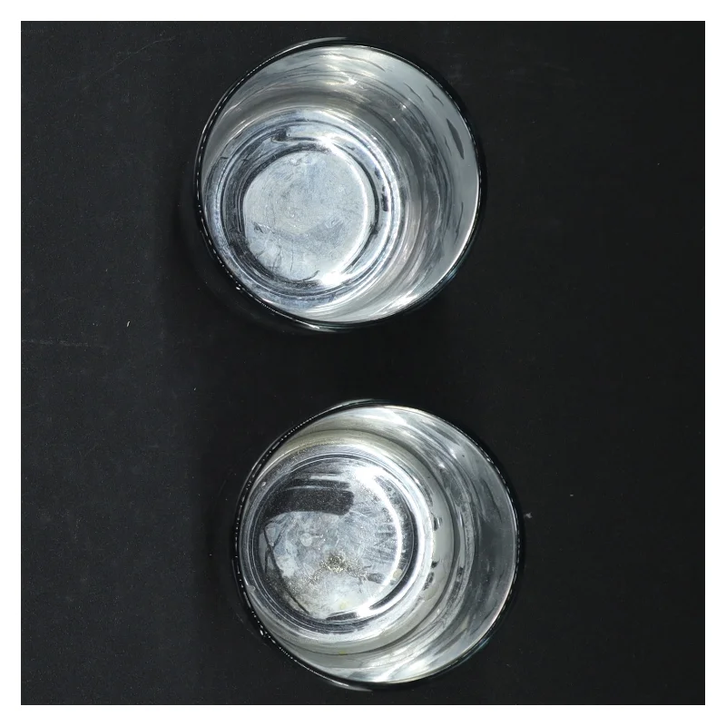 Graverede glaslysestager (str. H 8 cm)