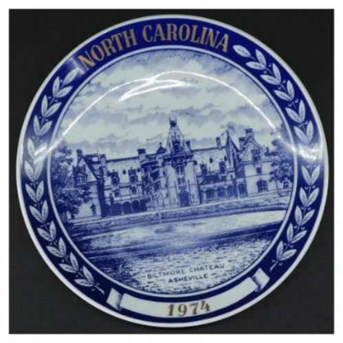 Souvenirplatte fra North Carolina (str. 19 cm)