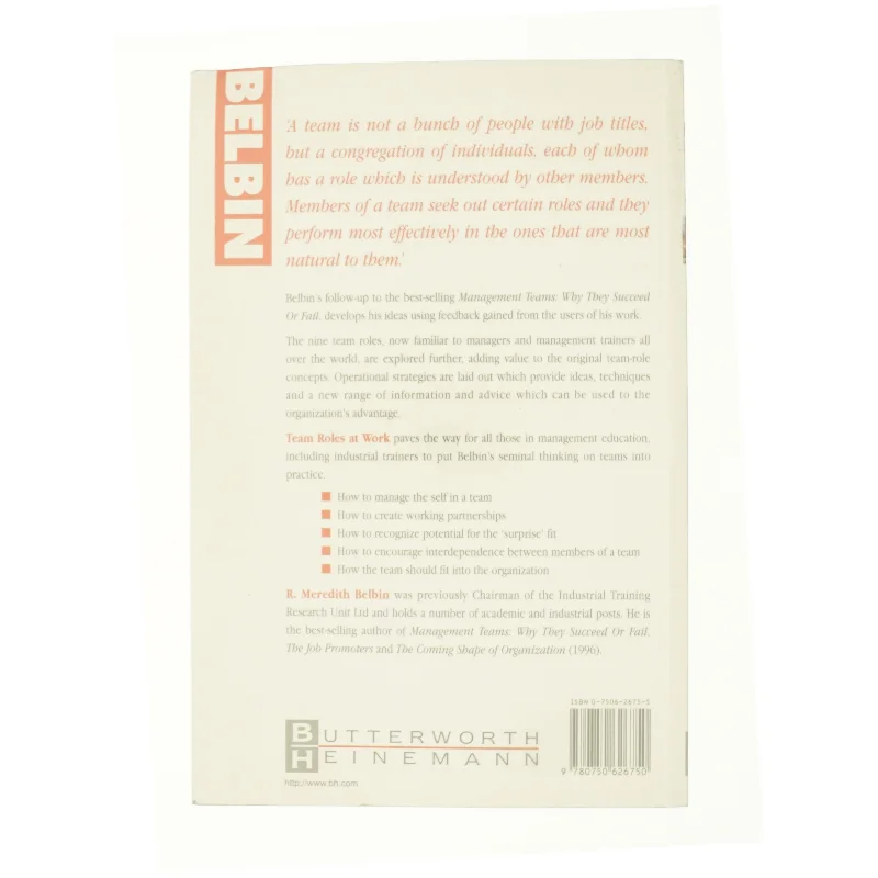 Team Roles at Work af R Meredith Belbin (Bog)