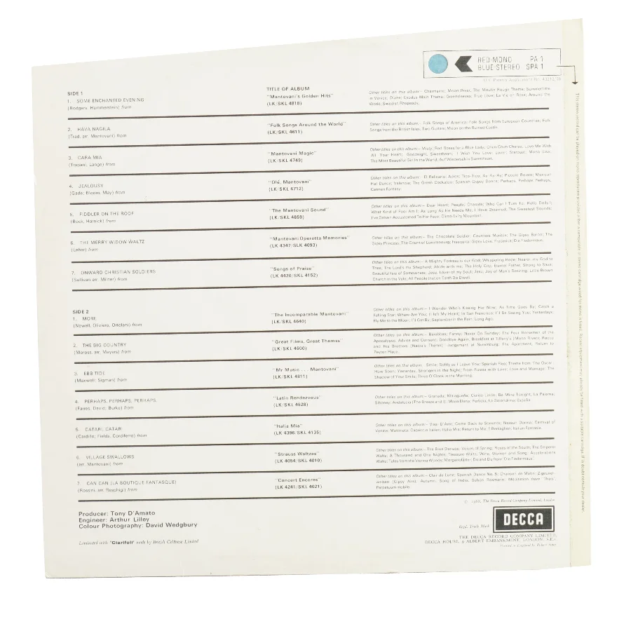 The world of mantovani vinylplade