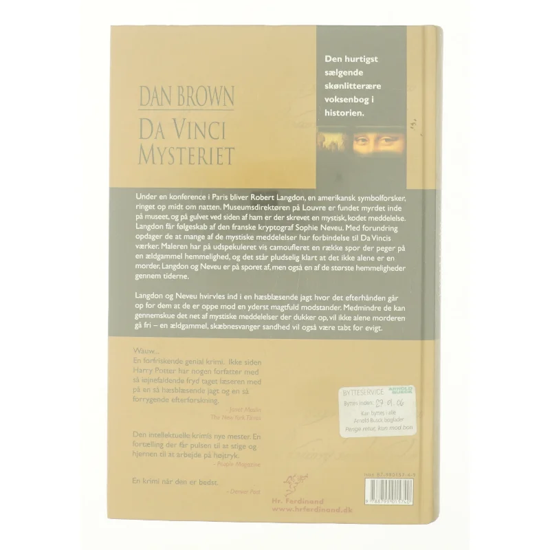 Da Vinci Mysteriet af Dan Brown (Bog)