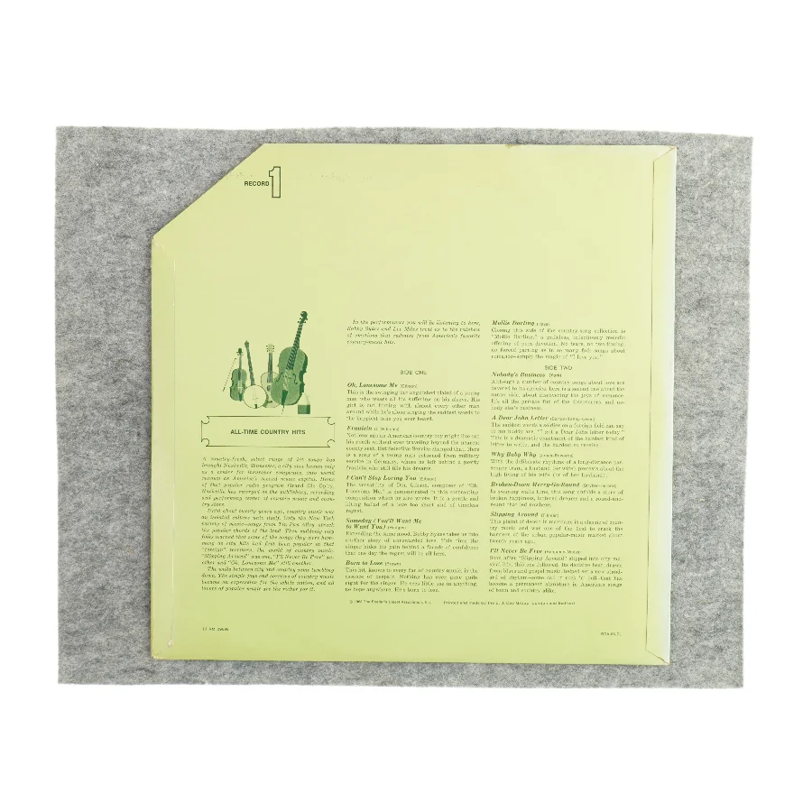 ountry Music Popular Hits Record 1 Vinylplade