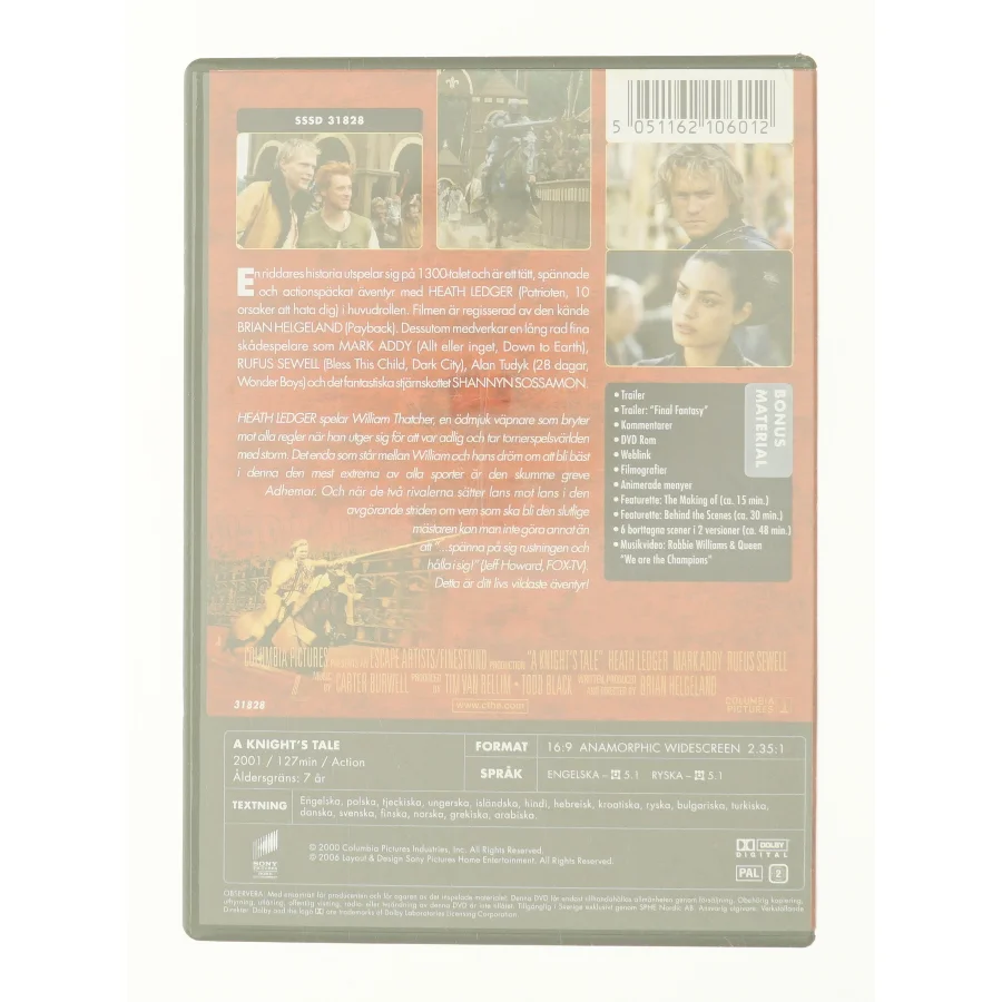 En riddares historia fra DVD