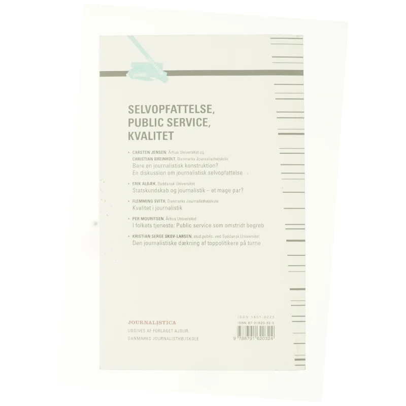Selvopfattelse, public service, kvalitet af Journalistica (Bog)