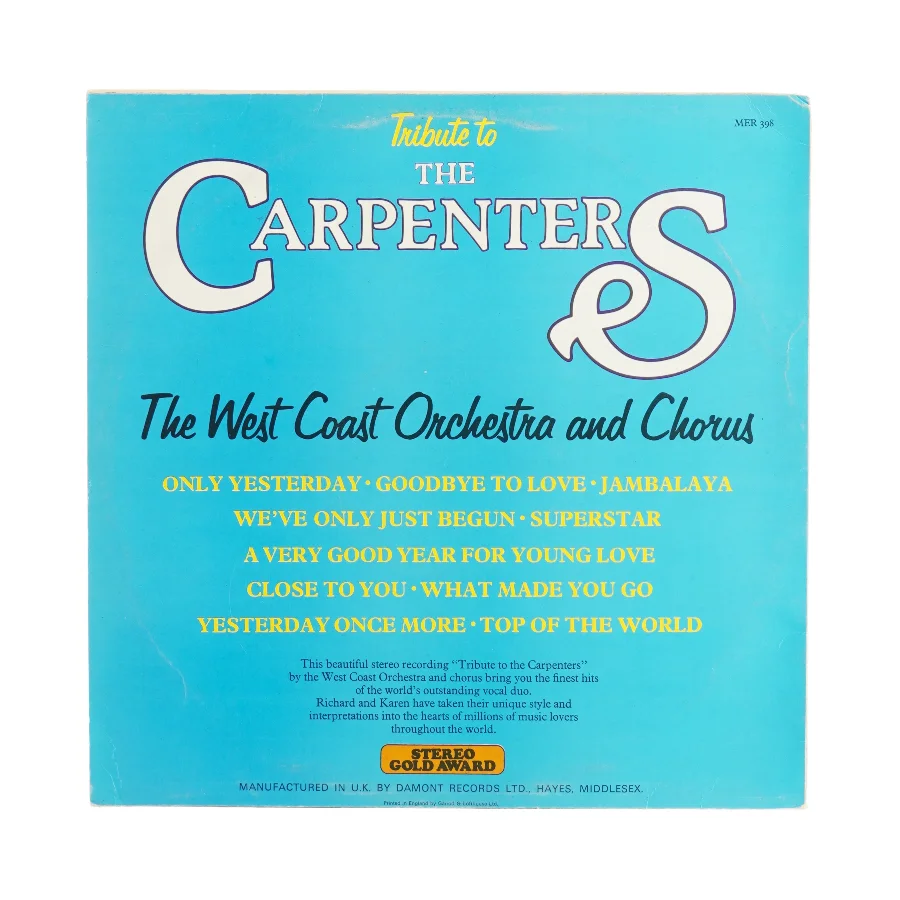 Tribute to the Carpenters Vinylplade