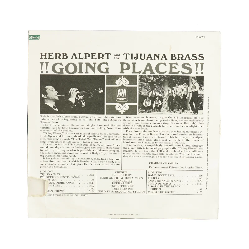 Herb Alpert and the Tijuana Brass, Going Places, Vinylplade