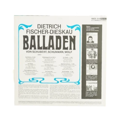 Dietrich Fischer-Dieskau Balladen Vinylplade