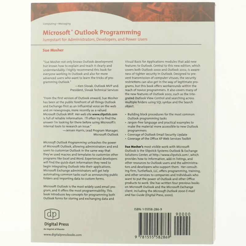Microsoft Outlook Programming : jumpstart for administrators, developers, and power users af Sue Mosher (Bog)