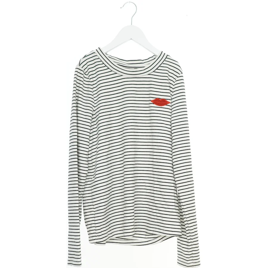 Langærmet stribet bluse med læbe-detalje fra Vero moda (str. S)