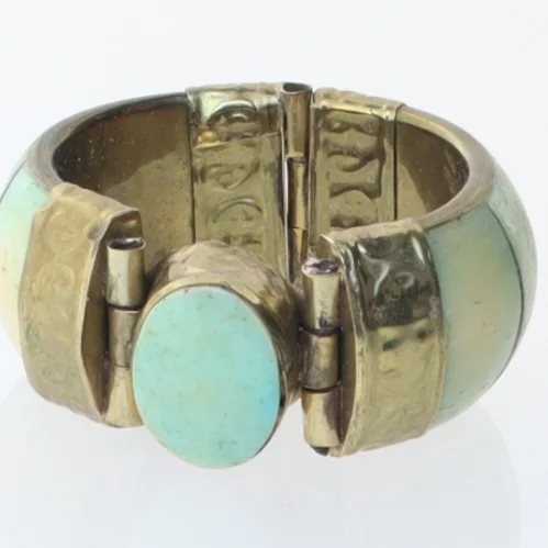 Vintage armbånd med turkis sten (str. Ø 6 cm)