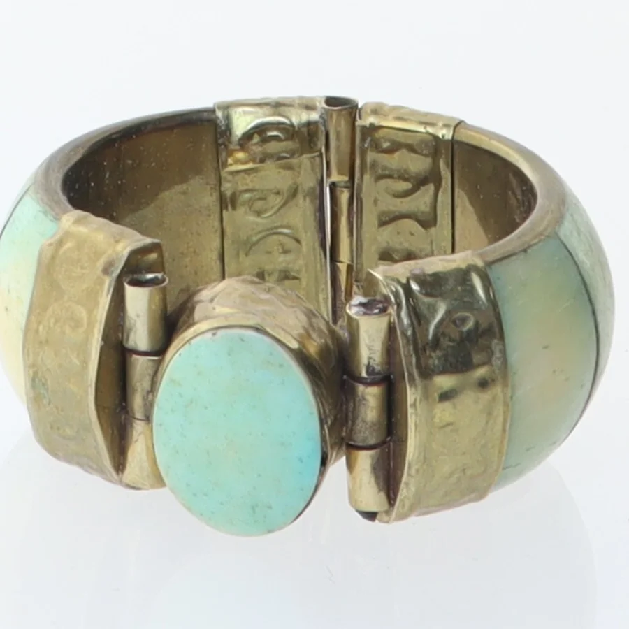 Vintage armbånd med turkis sten (str. Ø 6 cm)