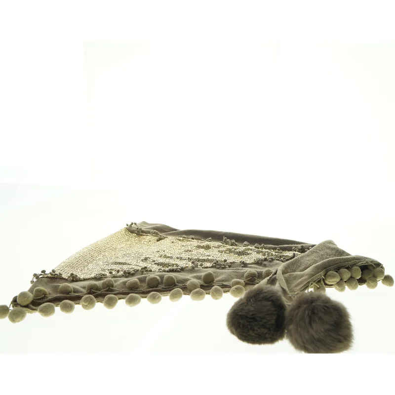 Tørklæde med frynser og pailletdekoration (str. 160. x 46 cm)