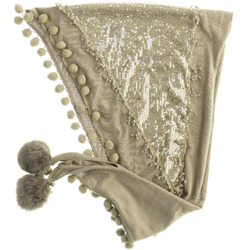 Tørklæde med frynser og pailletdekoration (str. 160. x 46 cm)