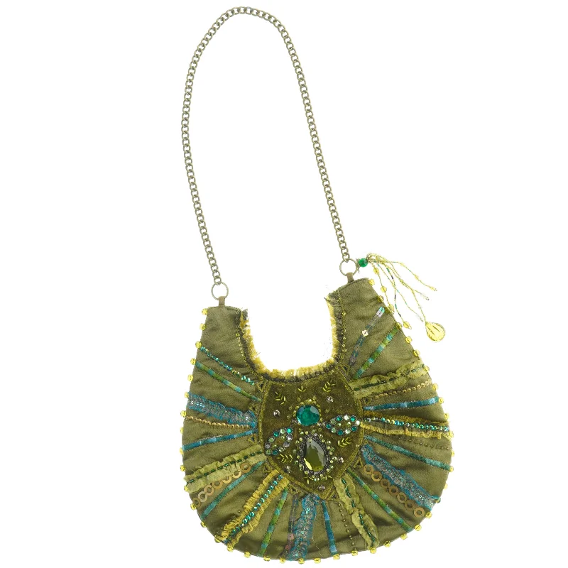 Broderet aftenstaske med kæde (str. 24 x. 25 cm)