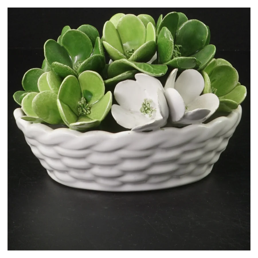 Kunstig sukkulent i keramikpotte