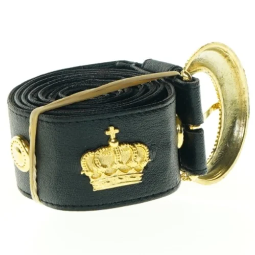 Sort bælte med guldspænde (str. Længde. 89 cm b. 4 cm)