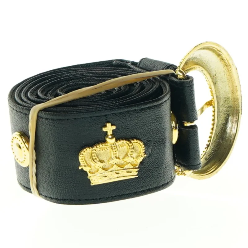 Sort bælte med guldspænde (str. Længde. 89 cm b. 4 cm)