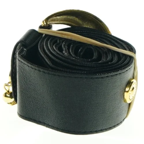 Sort bælte med guldspænde (str. Længde. 89 cm b. 4 cm)