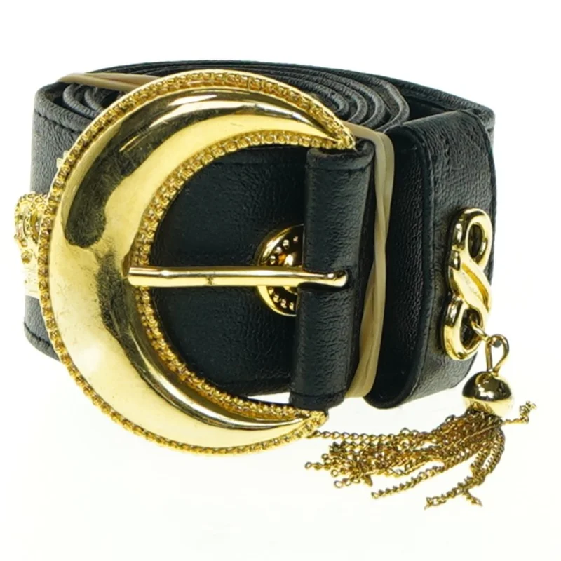 Sort bælte med guldspænde (str. Længde. 89 cm b. 4 cm)
