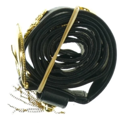 Sort bælte med guldspænde (str. Længde. 89 cm b. 4 cm)