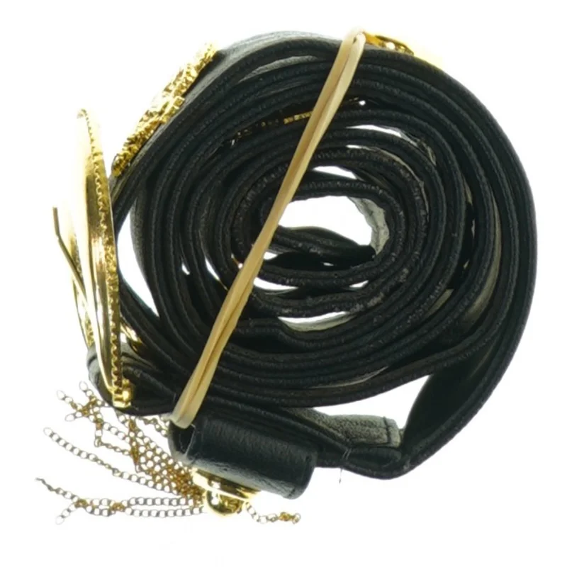 Sort bælte med guldspænde (str. Længde. 89 cm b. 4 cm)