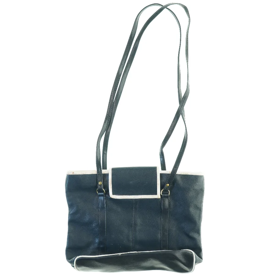 Sort skuldertaske i læder fra Rossi (str. 39 x 28 cm)