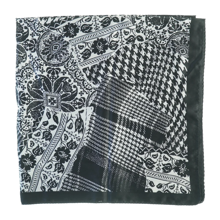 Sort og hvidt mønstret tørklæde (str. 87 x 90 cm)