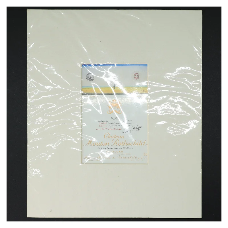 Château Mouton Rothschild etiket (str svarende til normal etiket på flaske)