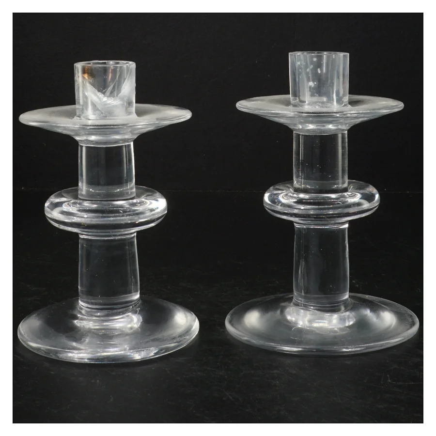 Glas lysestager (str. H. 15 cm)