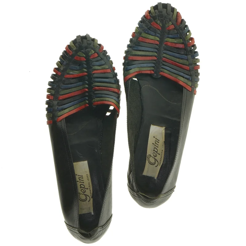 Sorte læderballerinaer med flettet detalje fra Cepini (str. 38)