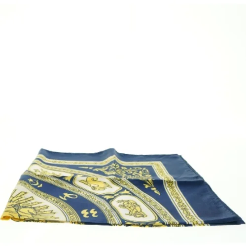 Blåt og gult tørklæde med zodiaktegn fra Bianchini Férier (str. 75 x. 78 cm)